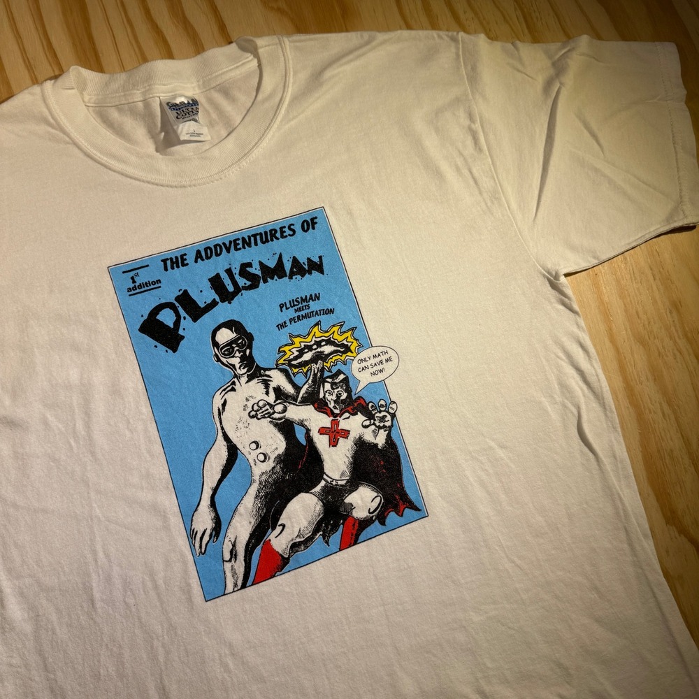 Gildan Men's The Addventures of Plusman Comic Book Graphic Tee White Size L